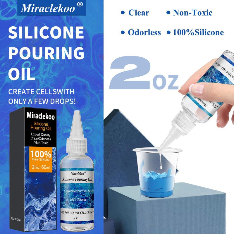 Miraclekoo Silicone Pouring Oil Cell Activator Pure Silicone Oil for Cell Creation in Acrylic Paint,2 Ounce - Image 2